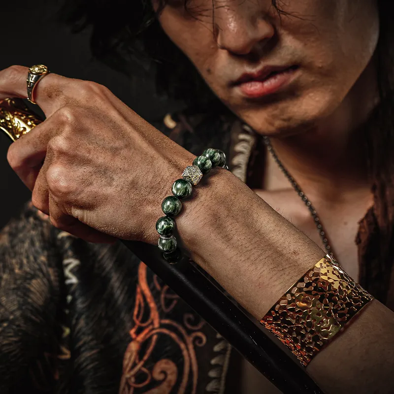 Cuud Green Dragon Crystal Bracelets Men's-3