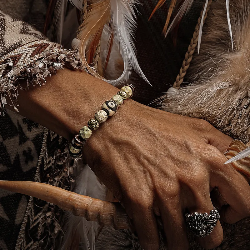 Cuud Star Moon Bodhi Seeds Bracelets Men's-4