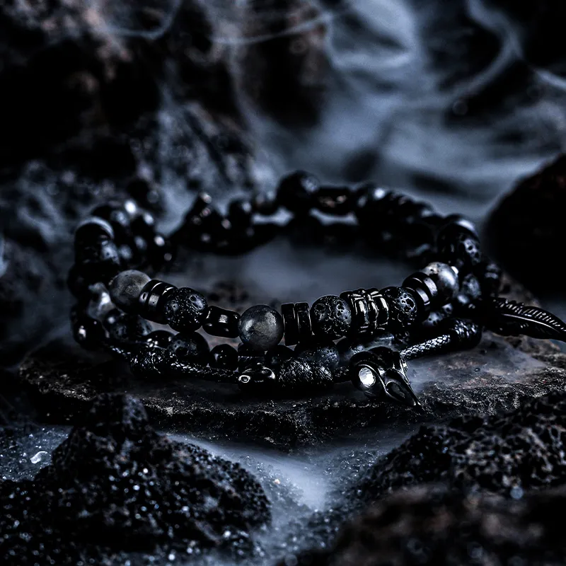 Cuud Volcanic Stone Bracelets Men's-1