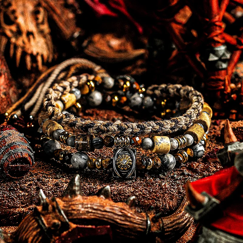 Cuud Tiger's Eye Stone Bracelets Men's-1