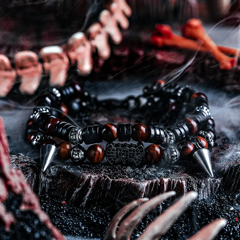 Cuud Dragon Crystal Stone Bracelets Men's-1