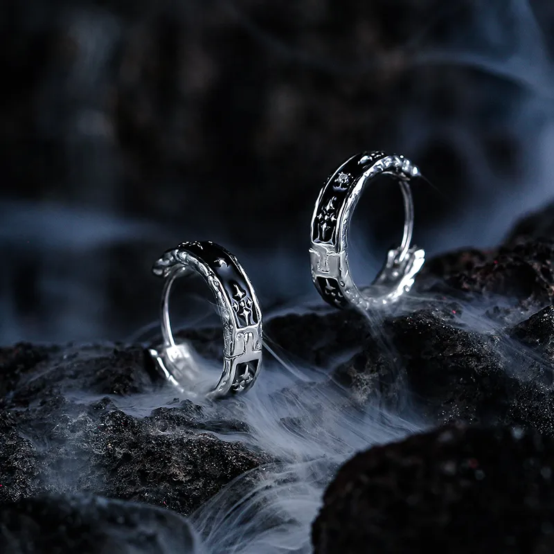 Cuud S925 Silver Stud Earrings Men's-2