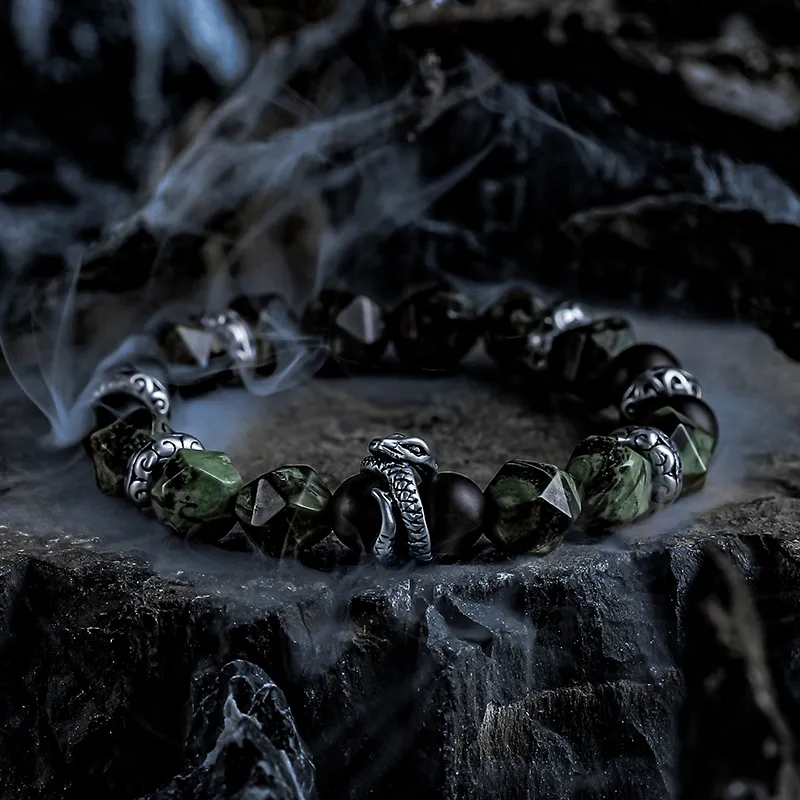 Cuud Bird Pattern Stone Bracelets Men's-1