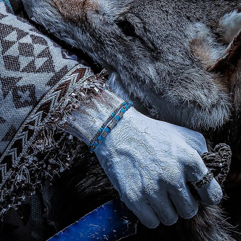 Cuud Blue Turquoise Bracelets Men's-4