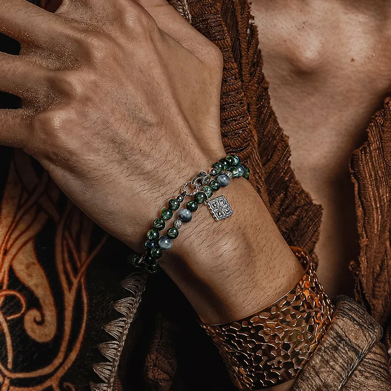 Cuud Green Dragon Crystal Bracelets Men's-1
