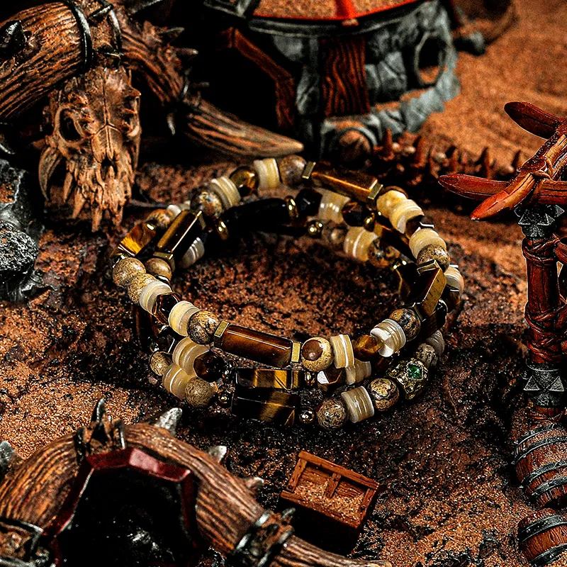 Cuud Tiger's Eye Stone Bracelets Men's-2