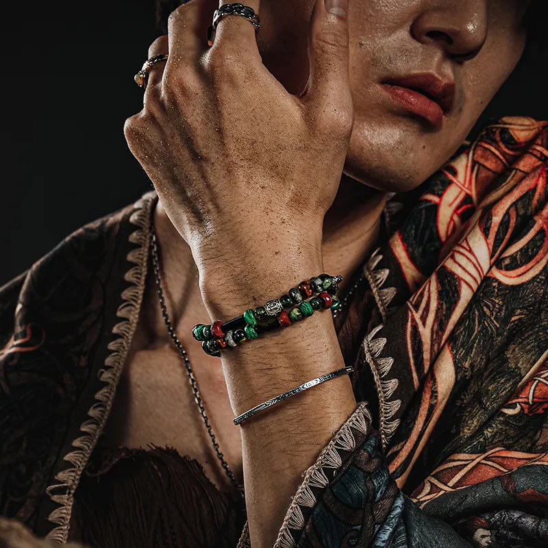 Cuud Bird Pattern Stone Bracelets Men's-4