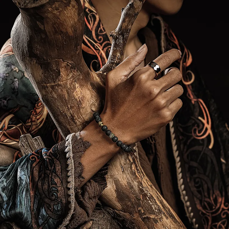 Cuud Volcanic Stone Bracelets Men's-3