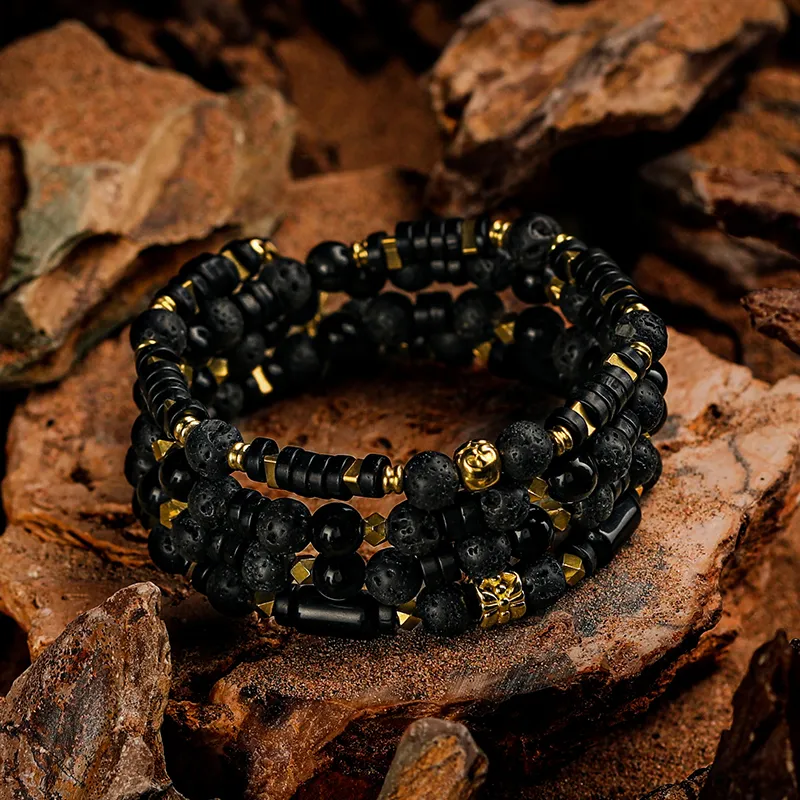 Cuud Natural Obsidian Bracelets Men's-2