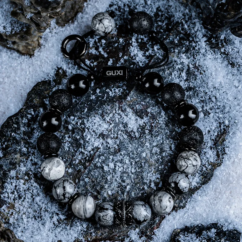 Cuud Natural Obsidian Bracelets Men's-2