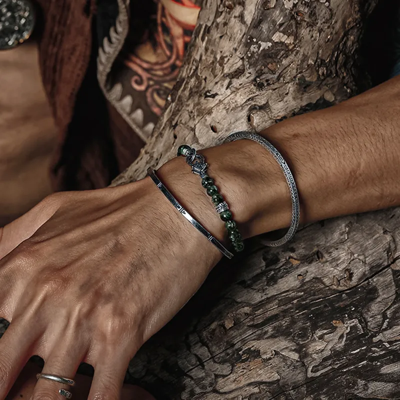 Cuud Green Dragon Crystal Bracelets Men's-2