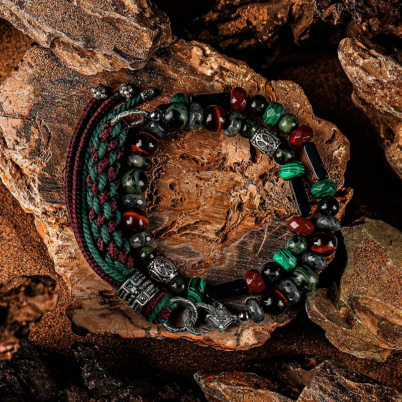 Cuud Bird Pattern Stone Bracelets Men's-2