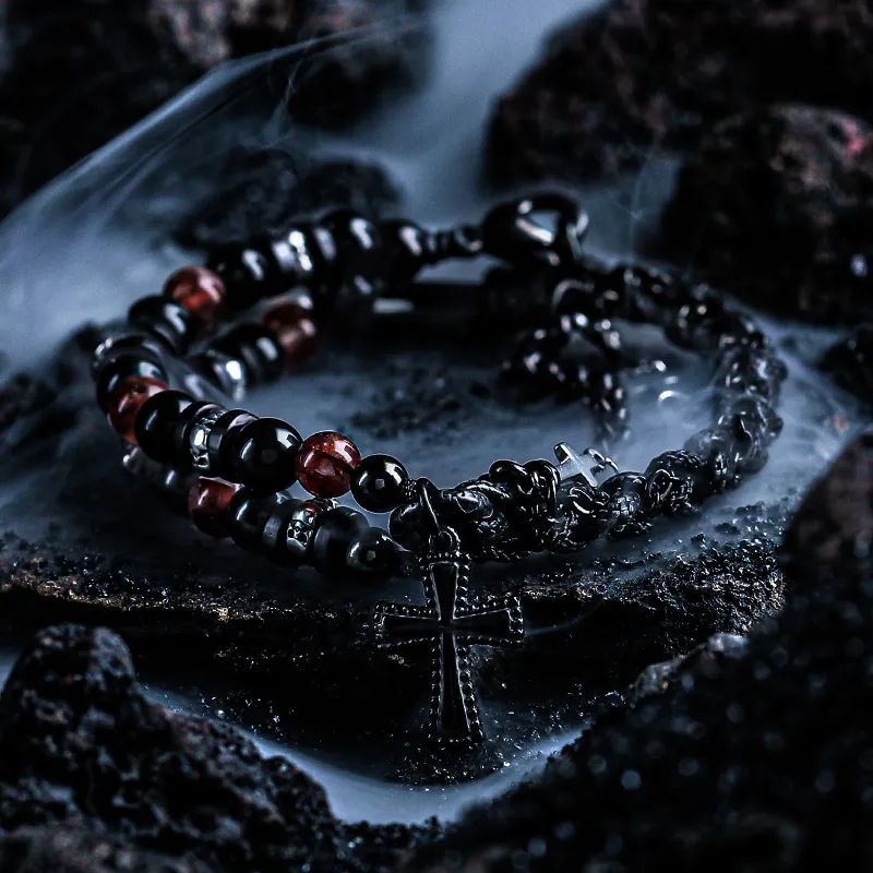 Cuud Natural Obsidian Bracelets Men's-1