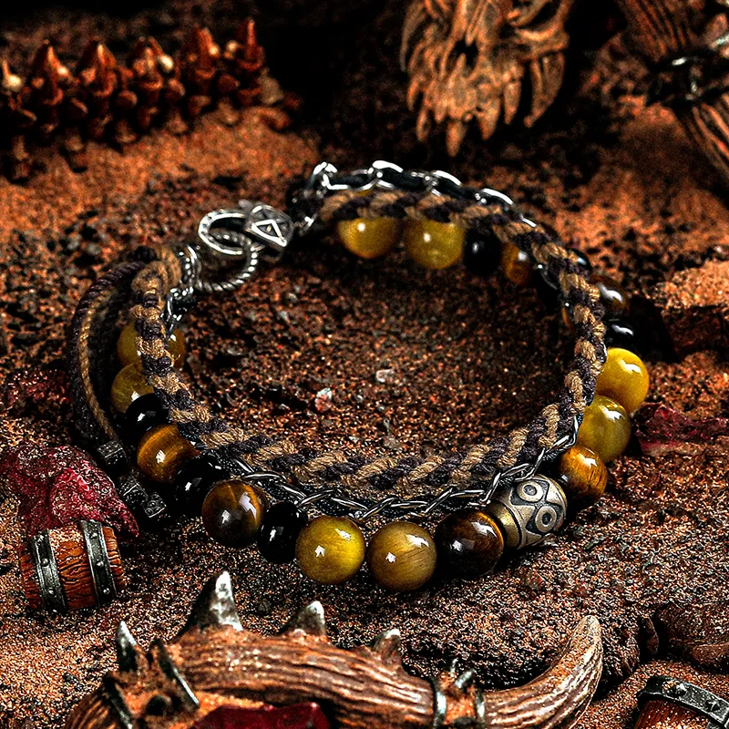 Cuud Tiger's Eye Stone Bracelets Men's-2