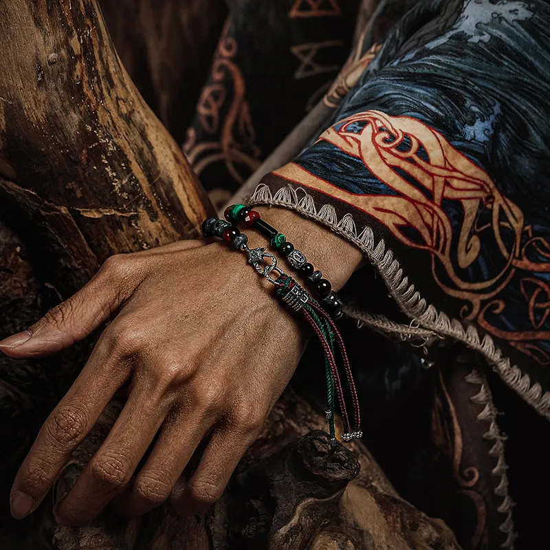 Cuud Bird Pattern Stone Bracelets Men's-3