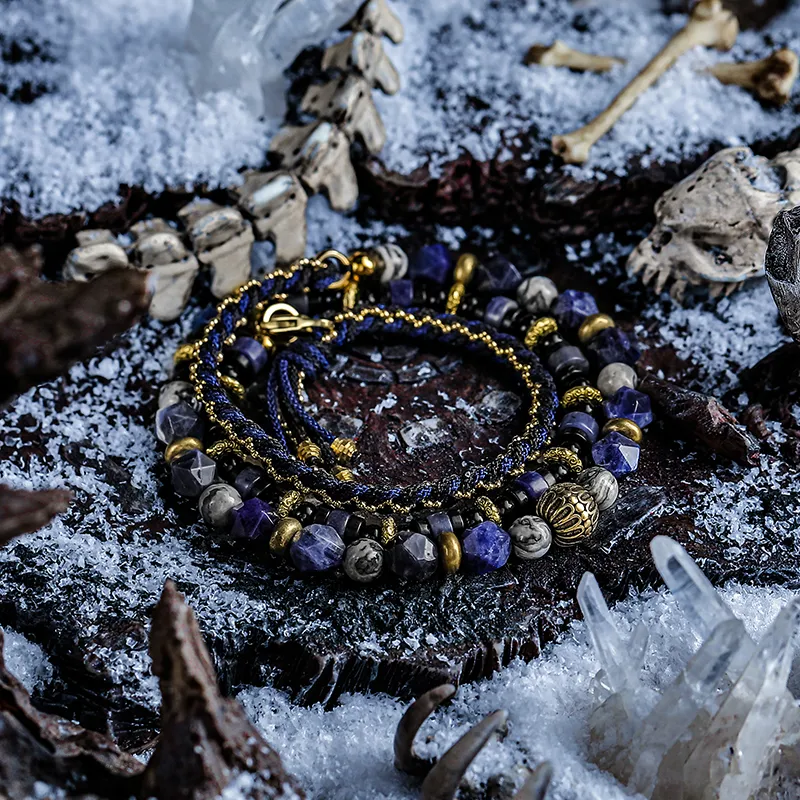 Cuud Natural Map Stone Bracelets Men's-2