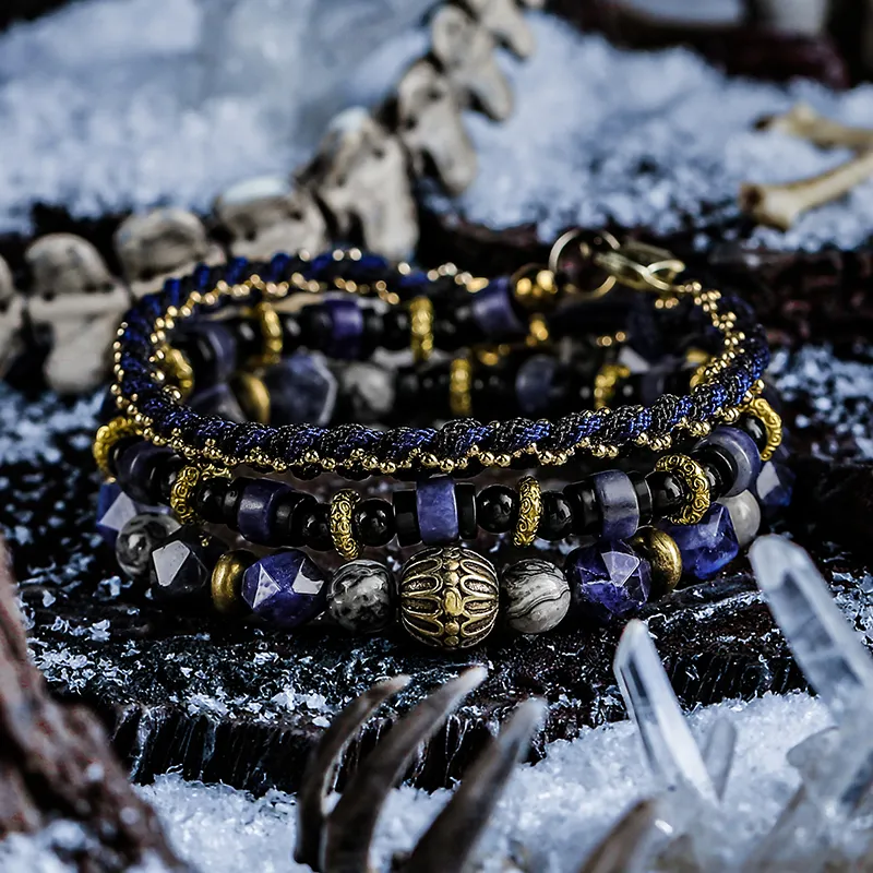 Cuud Natural Map Stone Bracelets Men's-1