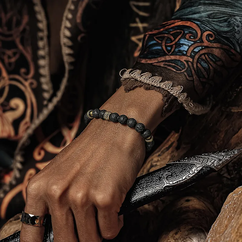 Cuud Volcanic Stone Bracelets Men's-4