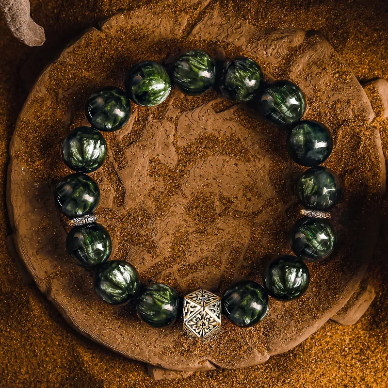 Cuud Green Dragon Crystal Bracelets Men's-5