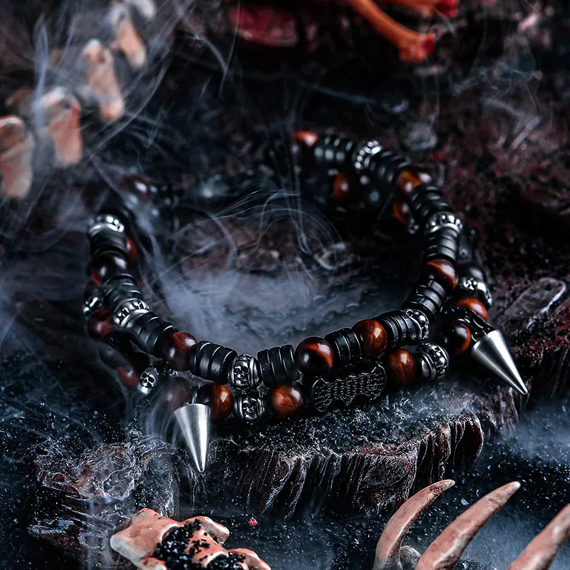 Cuud Dragon Crystal Stone Bracelets Men's-2