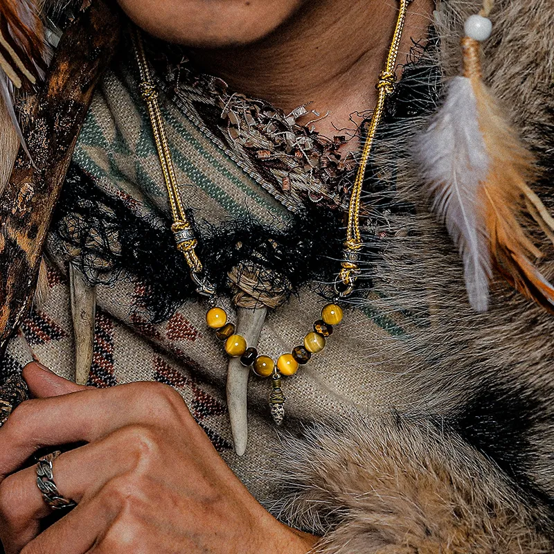 Cuud Tiger's Eye Stone Necklaces Men's-1