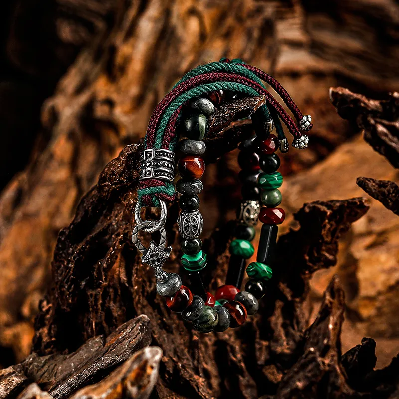 Cuud Bird Pattern Stone Bracelets Men's-1