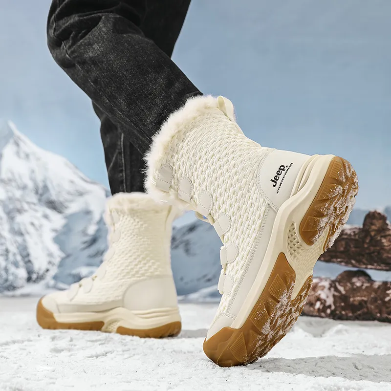 Jeep Warm Fleece-Lined Padded Shoes Short Mid-Calf Snow Boots Men's-3
