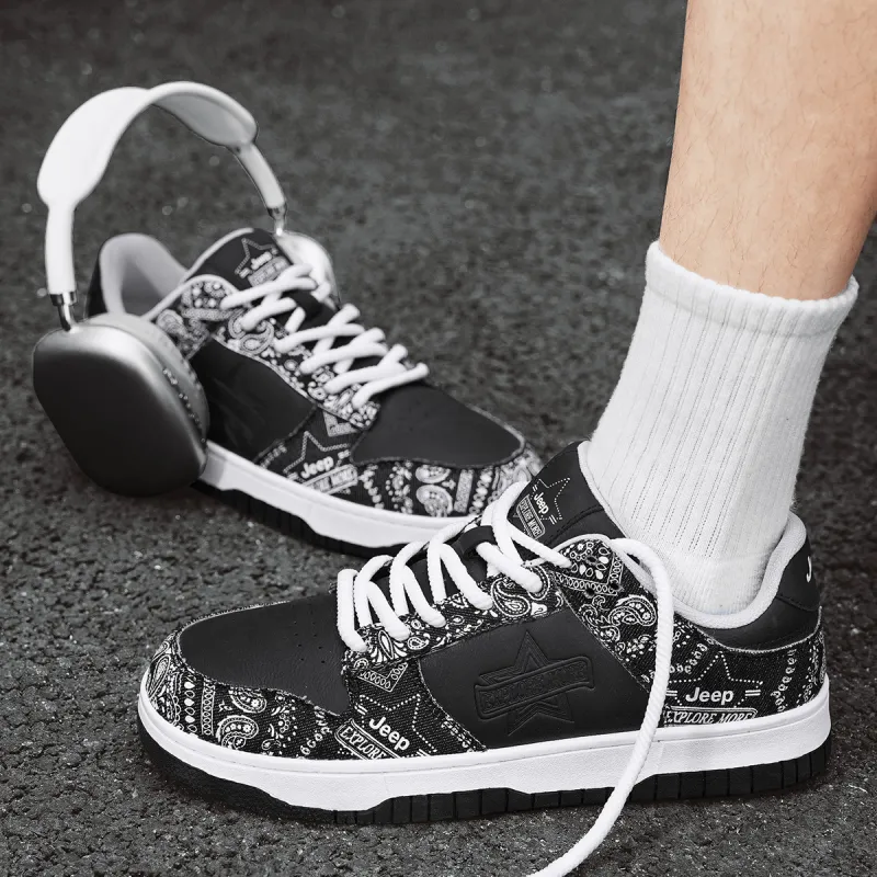 Jeep Height Increasing Abrasion Resistant Lightweight Breathable Slip Resistant Low Top Skateboard Shoes Men's-18