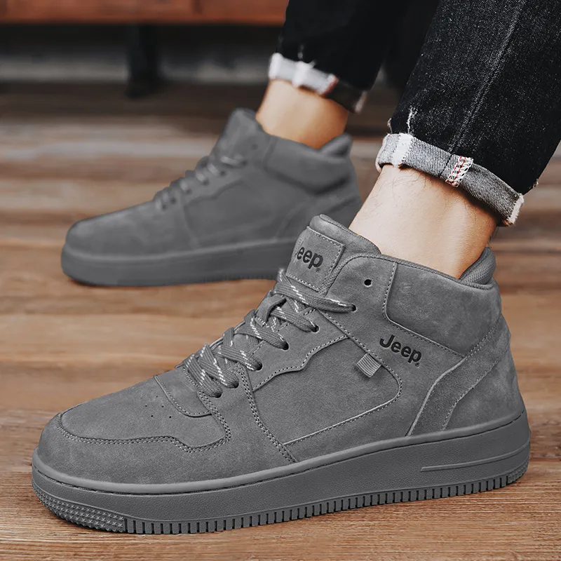 Jeep Air Force One Anti Slip And Wear Resistant Height Increasing Mid Top Skateboard Shoes Unisex-11