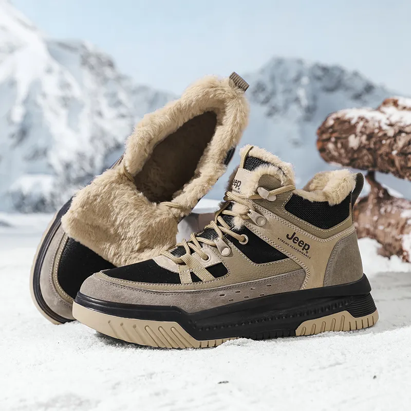 Jeep Warm Fleece-Lined Padded Shoes Short Mid-Calf Snow Boots Men's-8