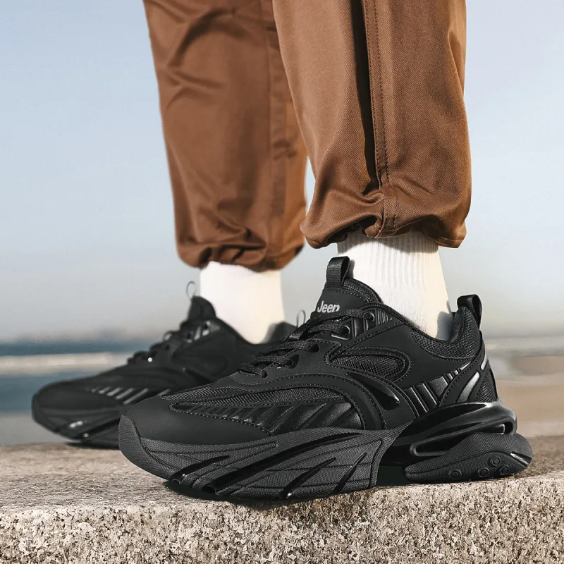 Jeep Slip Resistant, Abrasion Resistant, Lightweight, Height Increasing Low Top Chunky Sneakers Men's Black-6