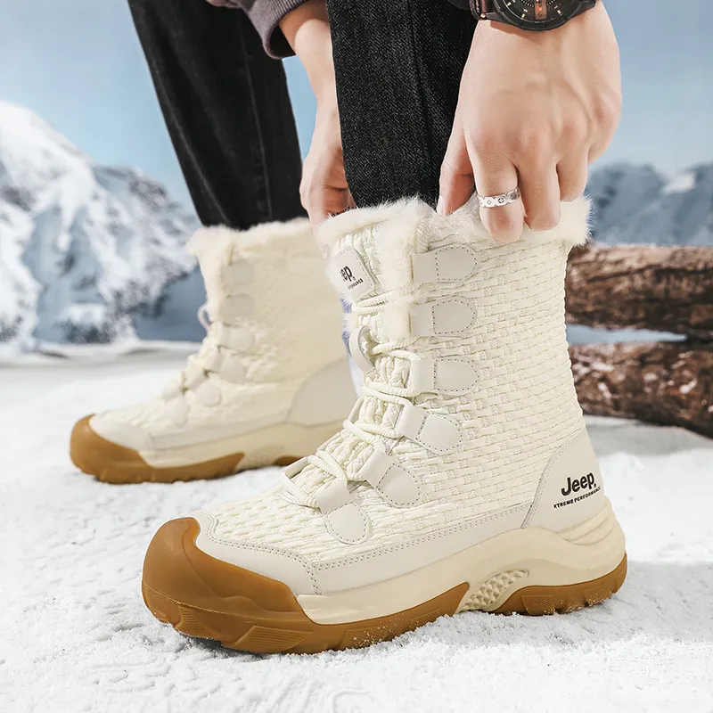 Jeep Warm Fleece-Lined Padded Shoes Short Mid-Calf Snow Boots Men's-1