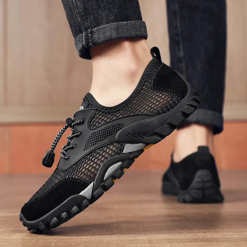 Jeep Abrasion Resistant Breathable Low Top Hiking Shoes Men's Black-5