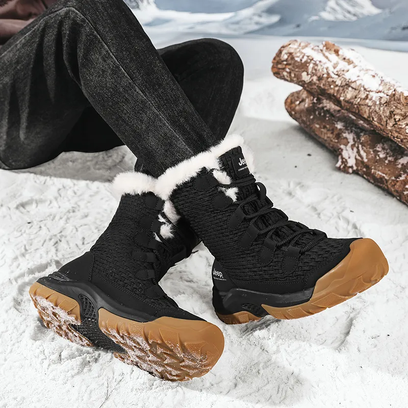 Jeep Warm Fleece-Lined Padded Shoes Short Mid-Calf Snow Boots Men's-10