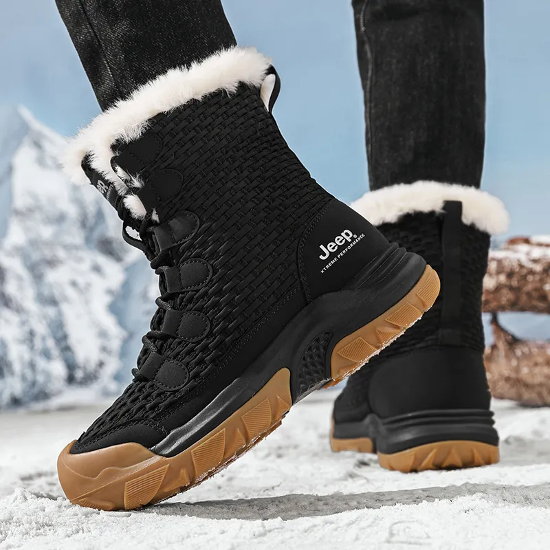 Jeep Warm Fleece-Lined Padded Shoes Short Mid-Calf Snow Boots Men's-8