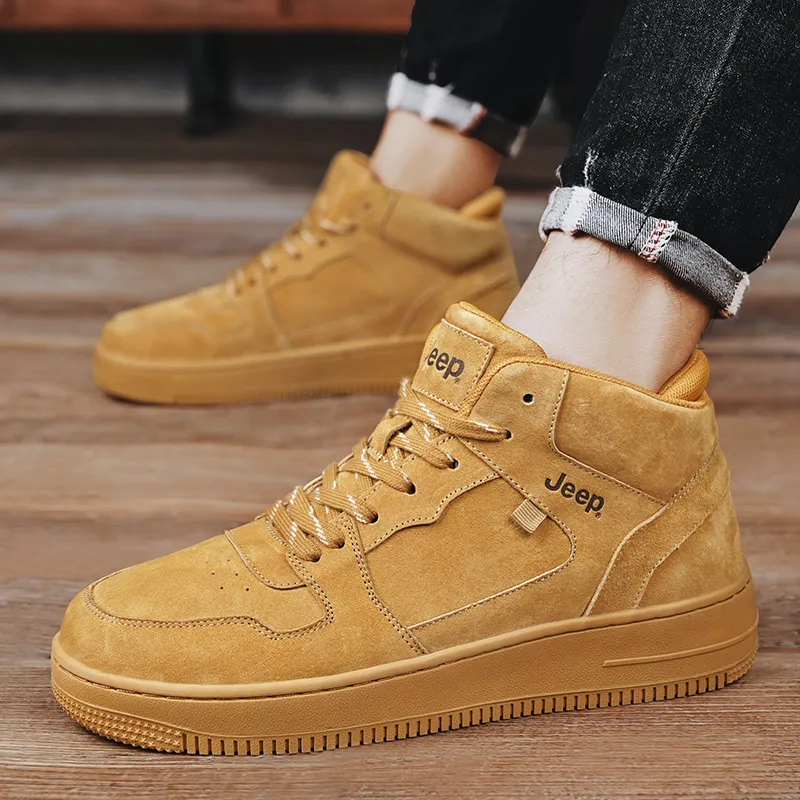 Jeep Air Force One Anti Slip And Wear Resistant Height Increasing Mid Top Skateboard Shoes Unisex-6