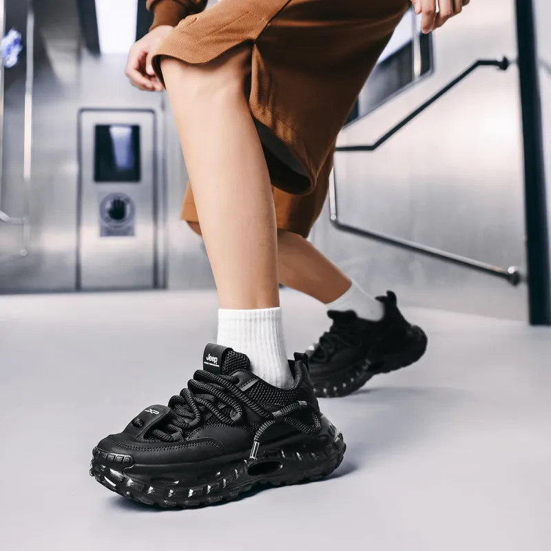 Jeep Cushioning, Slip Resistant, Abrasion Resistant, Height Increasing Low Top Chunky Sneakers Men's-14