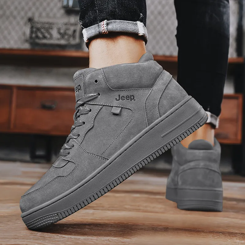 Jeep Air Force One Anti Slip And Wear Resistant Height Increasing Mid Top Skateboard Shoes Unisex-13