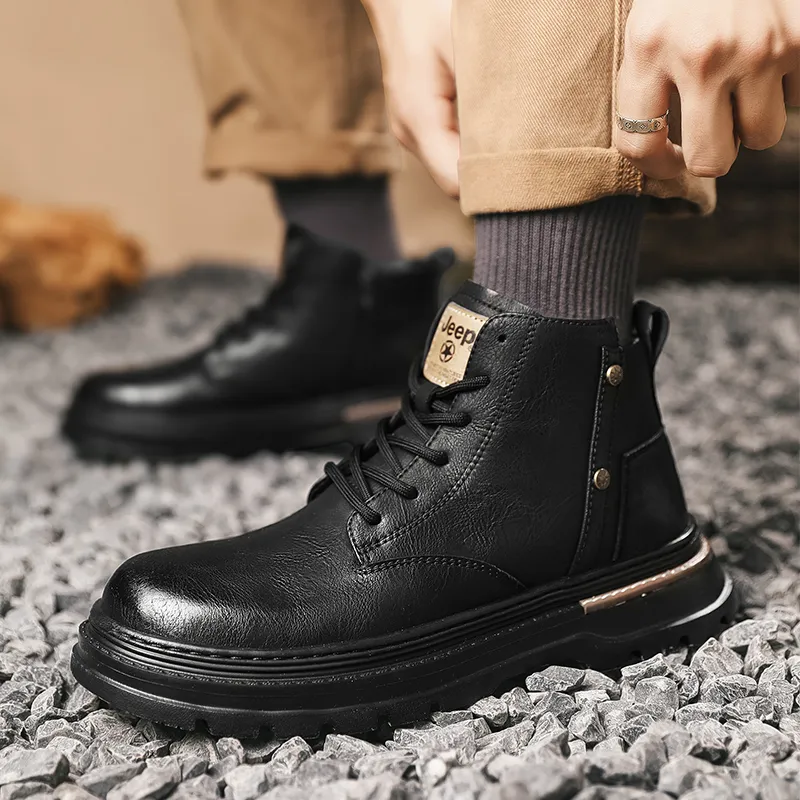 Jeep Vintage Classic Martin Boots Short Martin Boot Men's Black Warrior-2