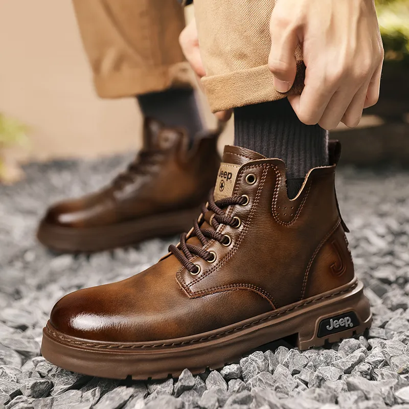 Jeep Classic Vintage Martin Boots Short Martin Boot 4cm Men's-8