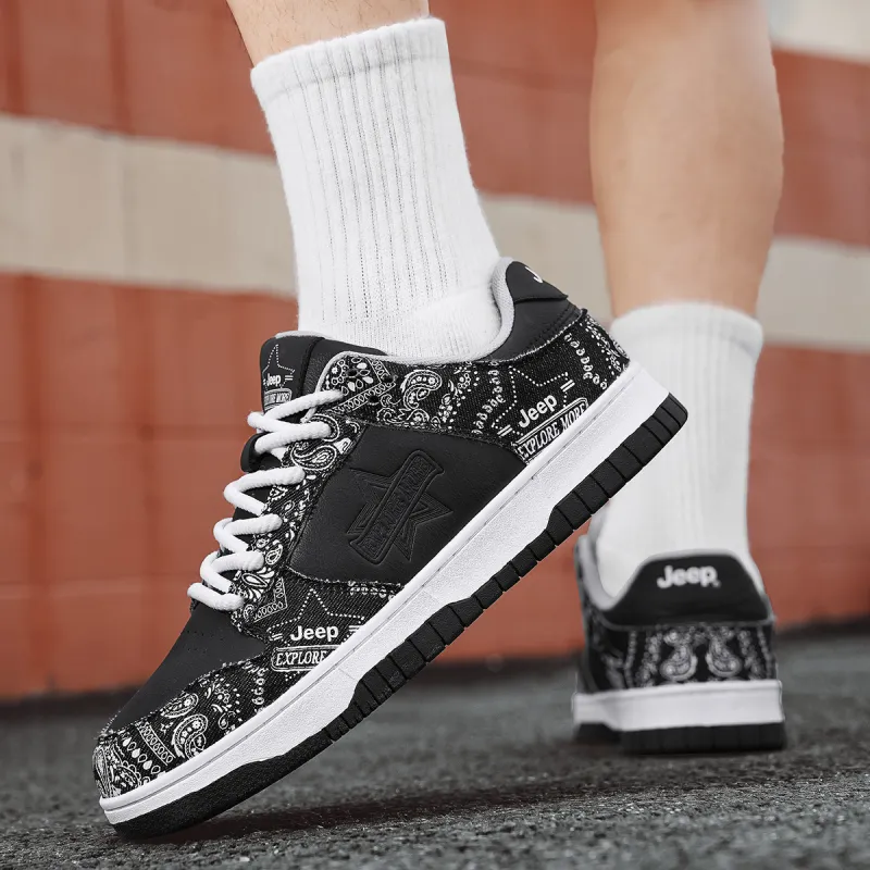 Jeep Height Increasing Abrasion Resistant Lightweight Breathable Slip Resistant Low Top Skateboard Shoes Men's-19
