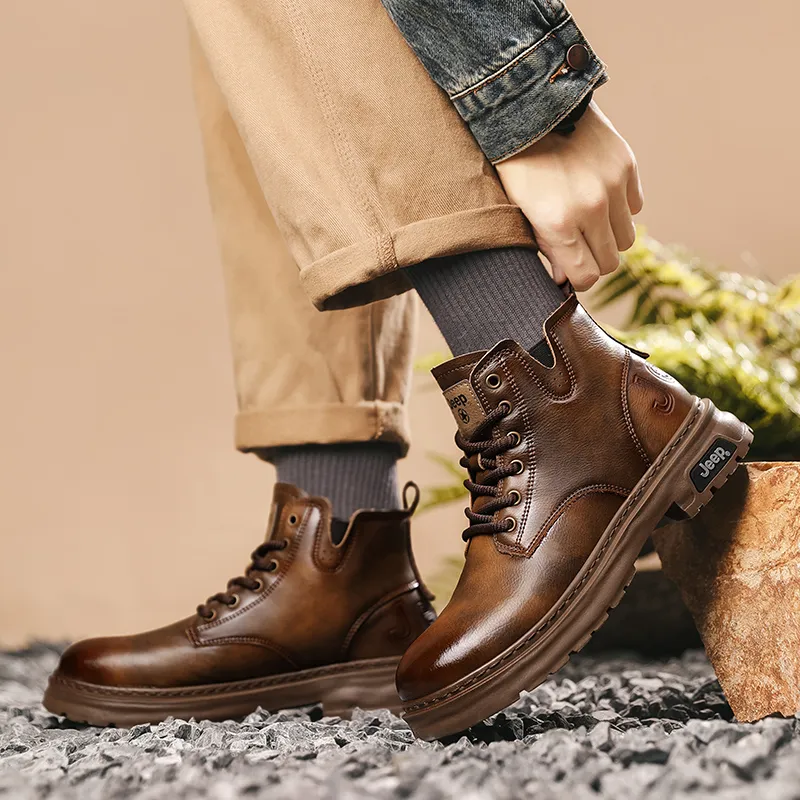Jeep Classic Vintage Martin Boots Short Martin Boot 4cm Men's-10