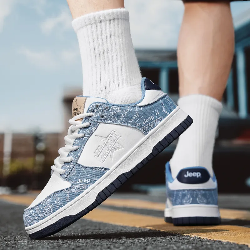 Jeep Height Increasing Abrasion Resistant Lightweight Breathable Slip Resistant Low Top Skateboard Shoes Men's-4