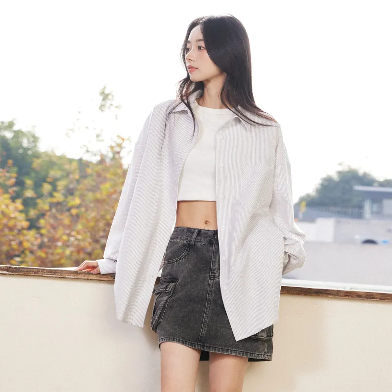 ZUOBEIKA Shirt Women's Gray White-2