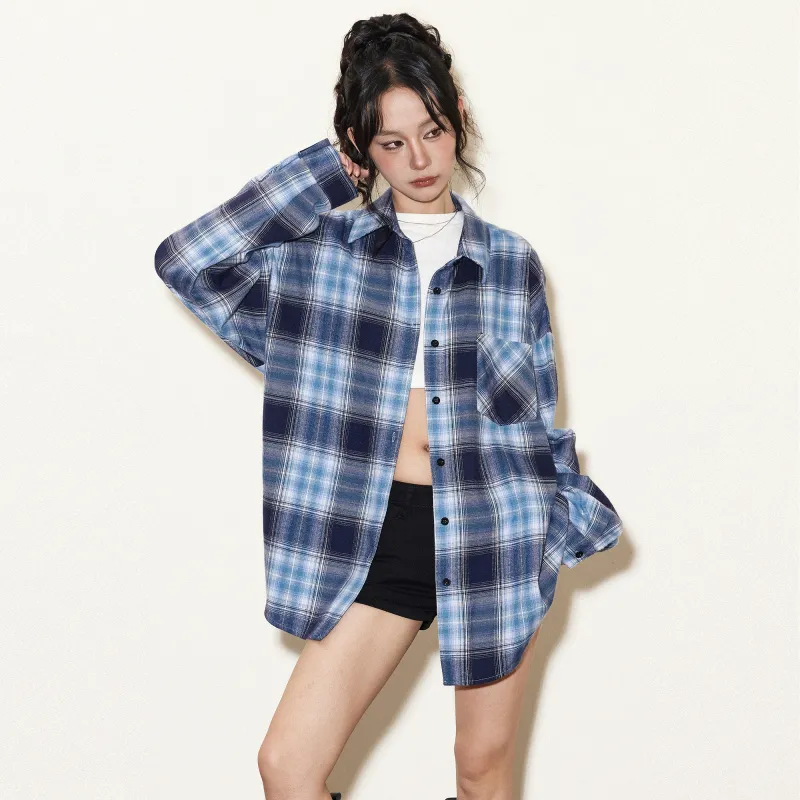 ZUOBEIKA Shirt Unisex Blue Plaid-2