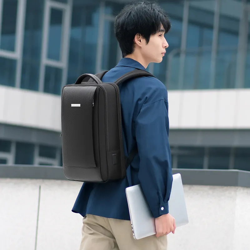 ROBINHOOD Cow Leather Backpack Men's Black-1