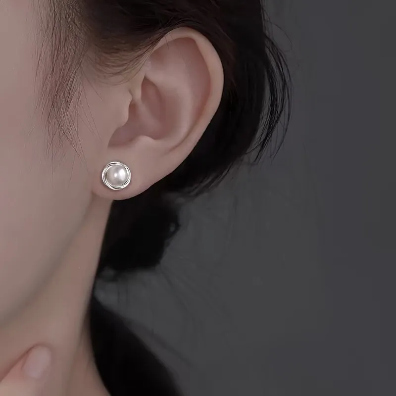 YUDIAN Pearl Stud Earrings Women's-4