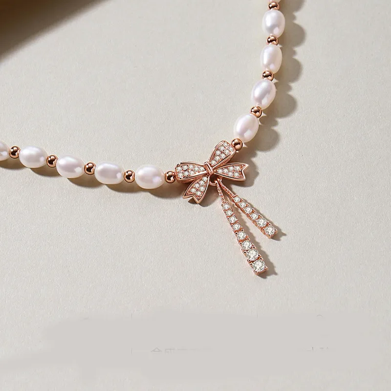 YUDIAN Freshwater Pearl Necklaces Women's Rose Gold-2