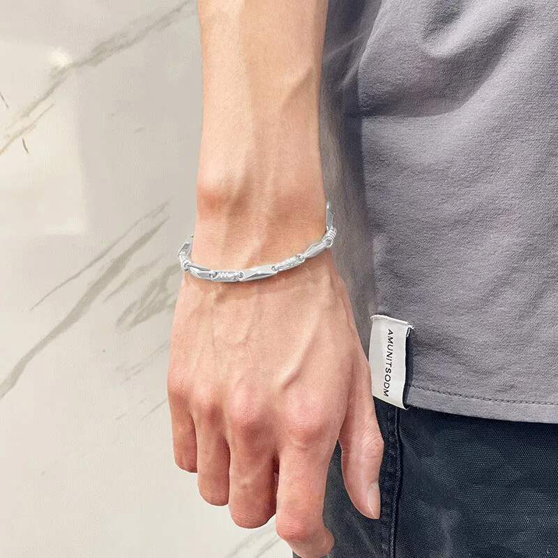 YUDIAN S999 Fine Silver Pure Silver Bracelets Men's-7