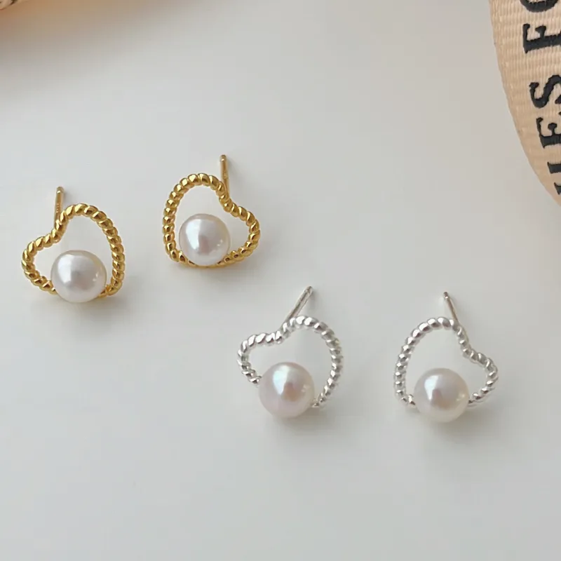 YUDIAN Freshwater Pearl Stud Earrings Women's-4
